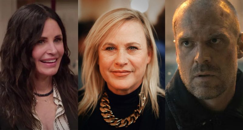 Courteney Cox připravuje temný true crime thriller Evil Genius s Patricií Arquette a Davidem Harbourem v hlavních rolích Courteney Cox - Patricia Arquette - David Harbour / Foto koláž: HBOMax, Philip Romano/Wikimedia, Netflix